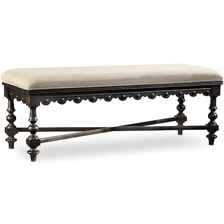 Upholstered Bed Bench with Scalloped Detailing